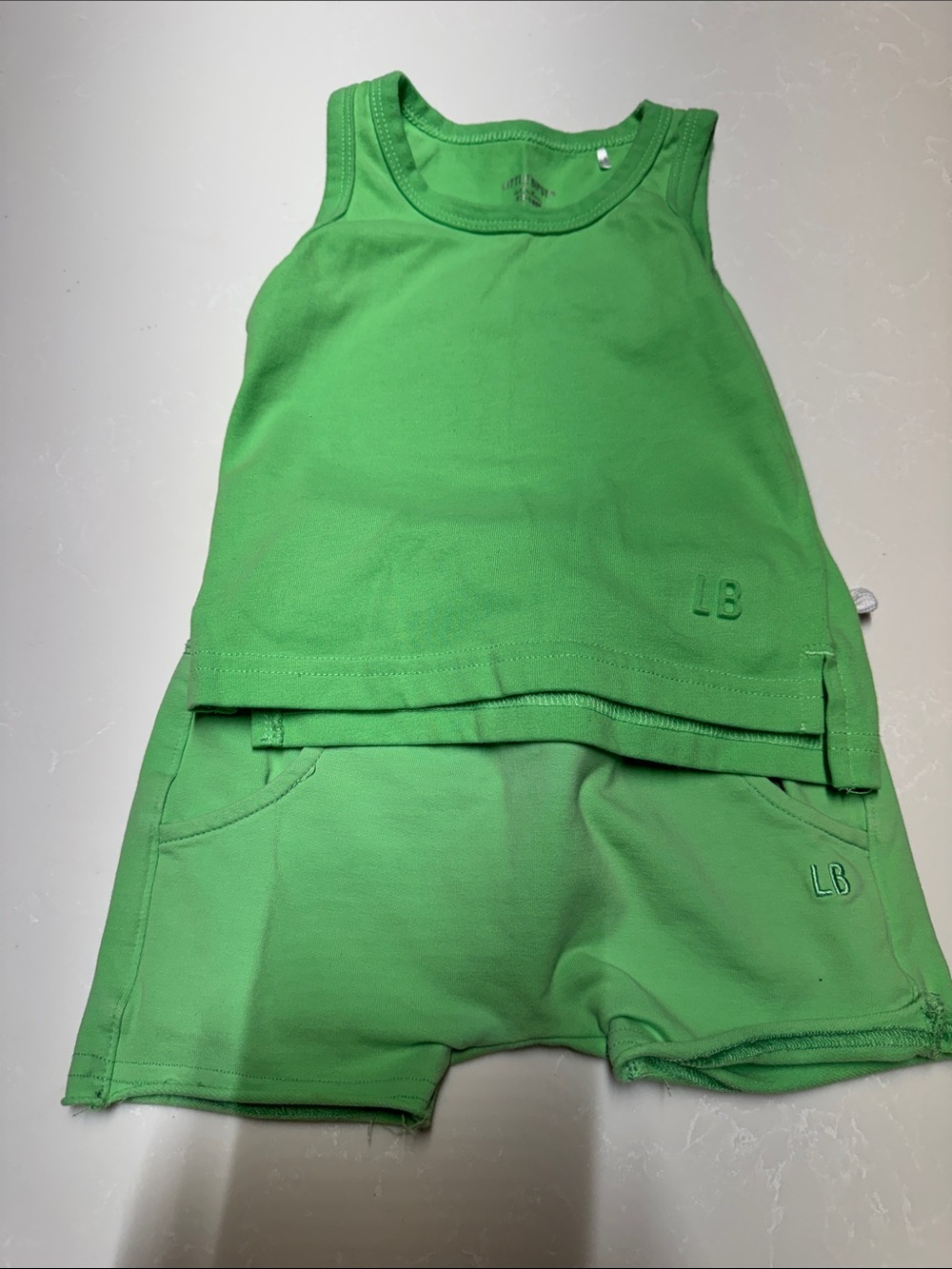 Little Bipsy Bright Green Tank Top & Shorts Set